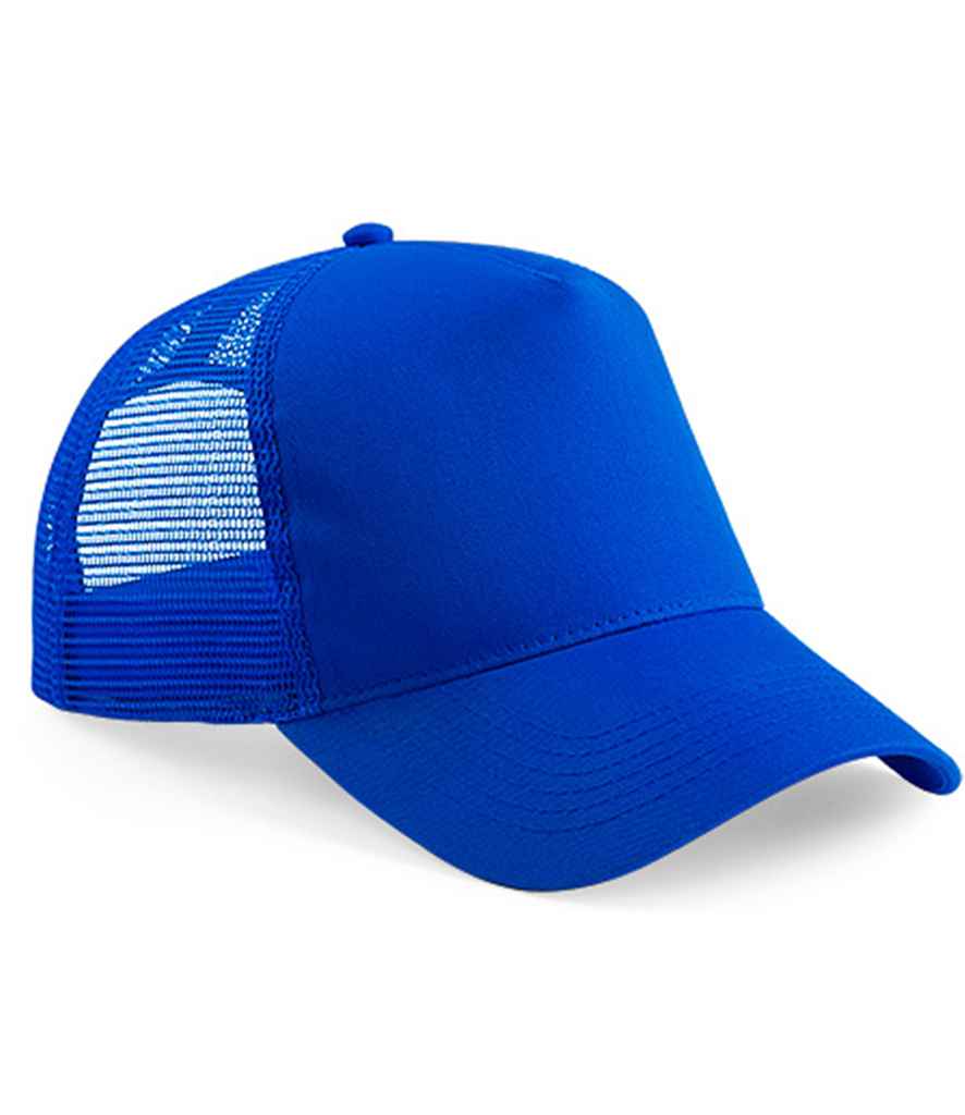 Beechfield Snapback Trucker Cap in ONE Bright Royal Bright Royal by Beechfield — Custom branded clothing by Print Press, featuring premium embroidery produced in our specialist print lab in the UK.