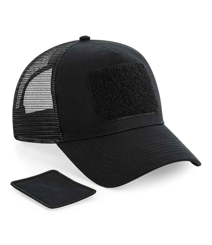 Beechfield Patch Snapback Trucker Cap in ONE Black by Beechfield — Custom branded clothing by Print Press, featuring premium embroidery produced in our specialist print lab in the UK.