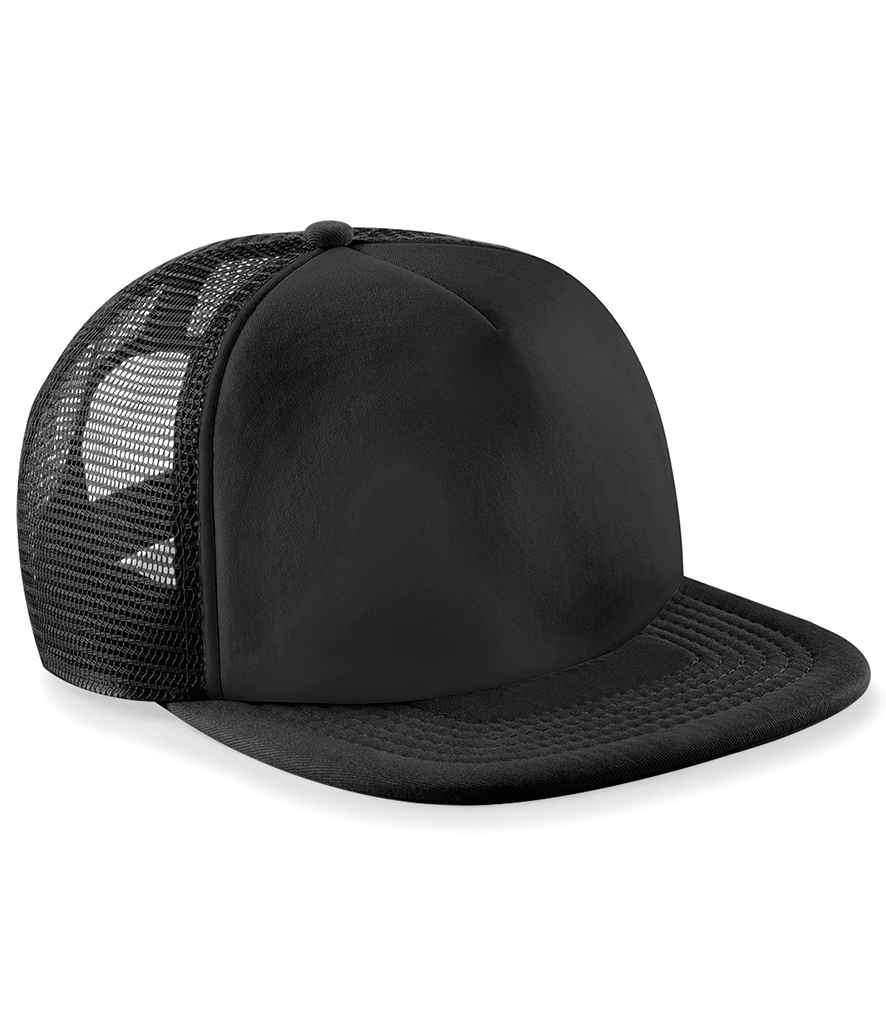 Beechfield Vintage Snapback Trucker Cap in ONE Black Black by Beechfield — Custom branded clothing by Print Press, featuring premium embroidery produced in our specialist print lab in the UK.