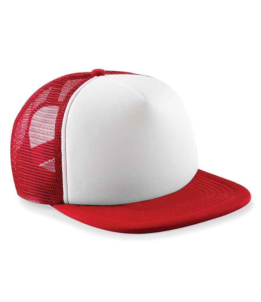 Beechfield Vintage Snapback Trucker Cap in ONE Classic Red White by Beechfield — Custom branded clothing by Print Press, featuring premium embroidery produced in our specialist print lab in the UK.