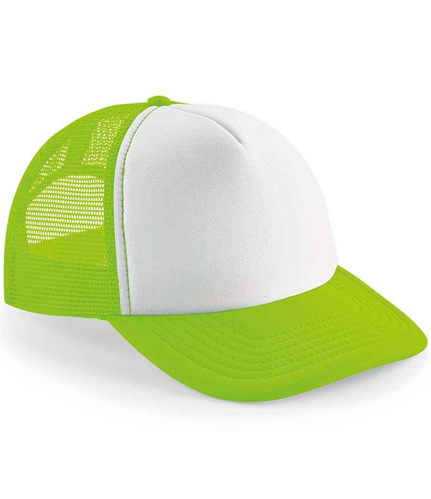 Beechfield Vintage Snapback Trucker Cap in ONE Fluorescent Green White by Beechfield — Custom branded clothing by Print Press, featuring premium embroidery produced in our specialist print lab in the UK.