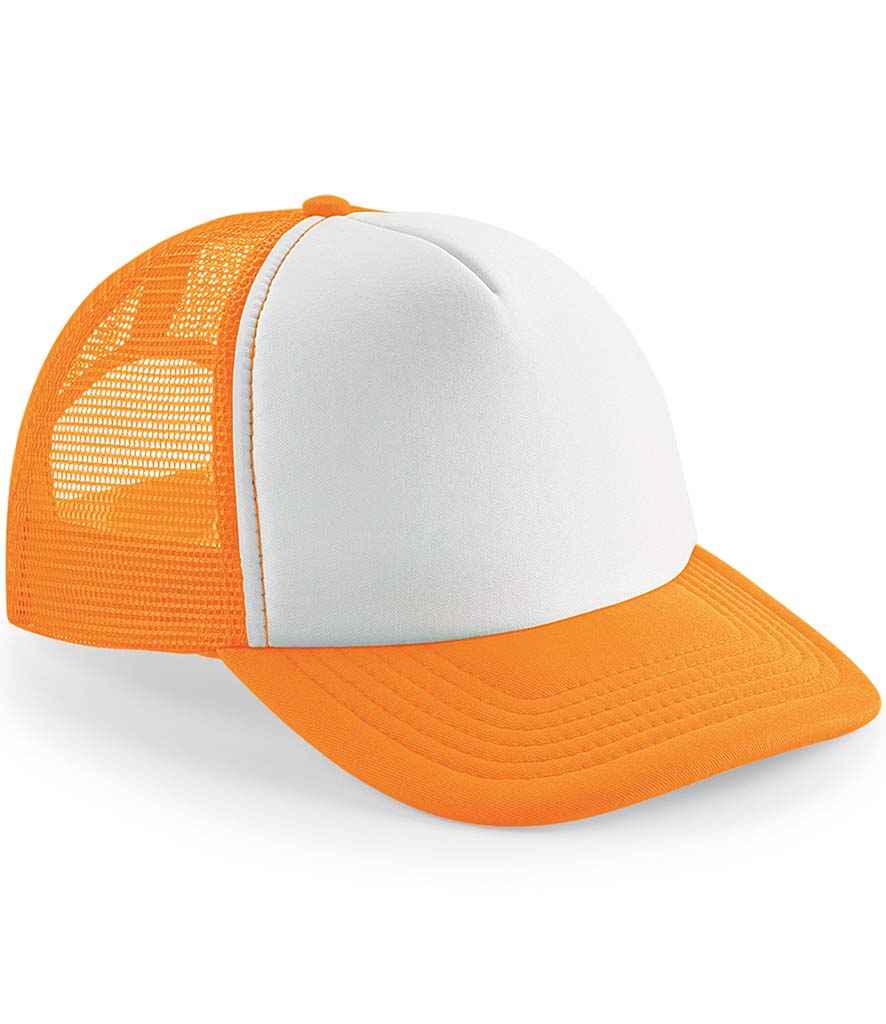 Beechfield Vintage Snapback Trucker Cap in ONE Fluorescent Orange White by Beechfield — Custom branded clothing by Print Press, featuring premium embroidery produced in our specialist print lab in the UK.