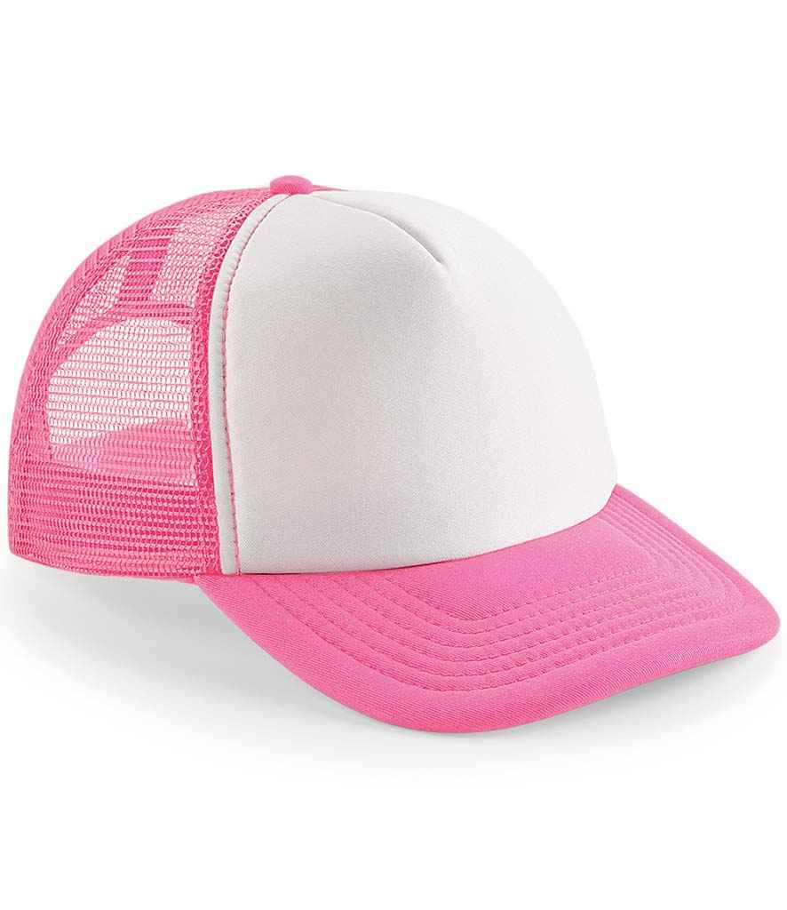 Beechfield Vintage Snapback Trucker Cap in ONE Fluorescent Pink White by Beechfield — Custom branded clothing by Print Press, featuring premium embroidery produced in our specialist print lab in the UK.
