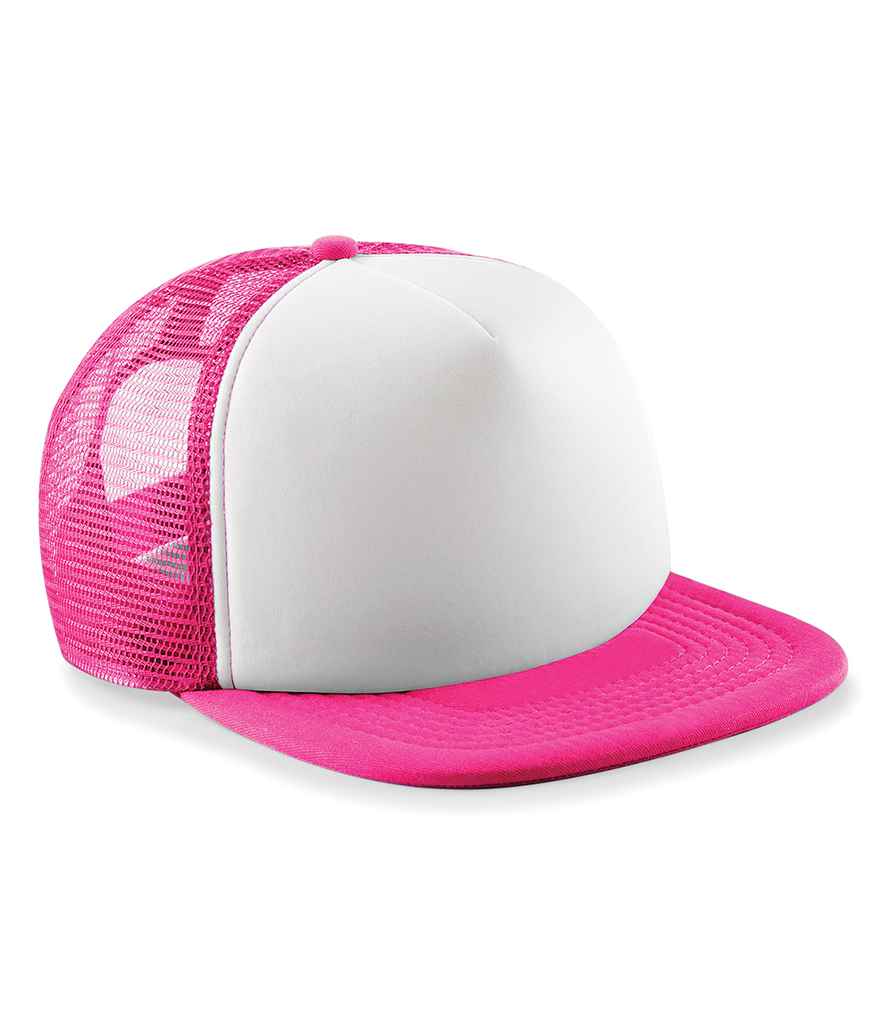 Beechfield Vintage Snapback Trucker Cap in ONE Fuchsia White by Beechfield — Custom branded clothing by Print Press, featuring premium embroidery produced in our specialist print lab in the UK.