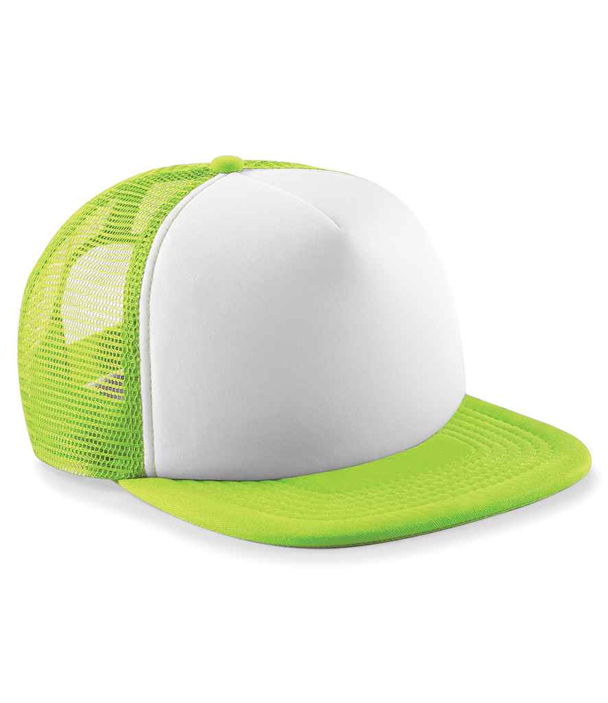 Beechfield Vintage Snapback Trucker Cap in ONE Lime Green White by Beechfield — Custom branded clothing by Print Press, featuring premium embroidery produced in our specialist print lab in the UK.