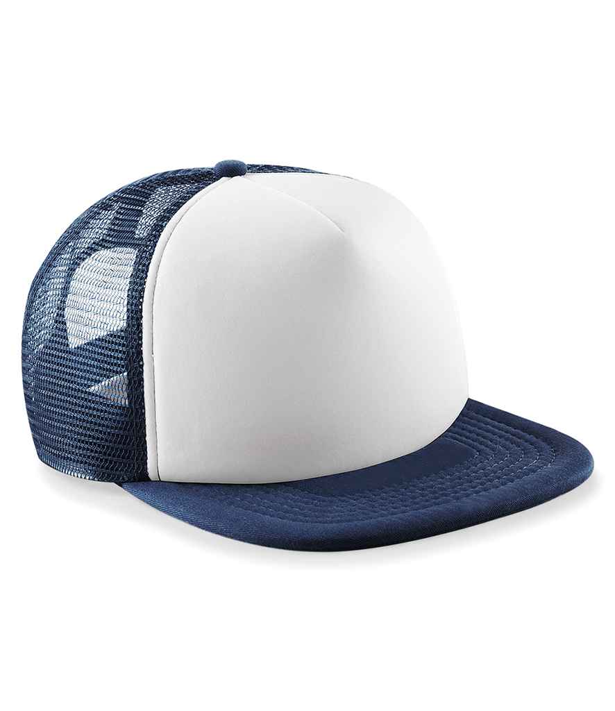 Beechfield Vintage Snapback Trucker Cap in ONE French Navy White by Beechfield — Custom branded clothing by Print Press, featuring premium embroidery produced in our specialist print lab in the UK.