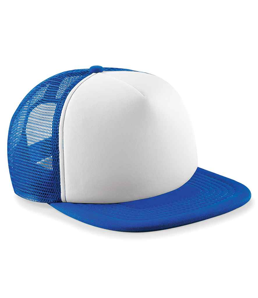 Beechfield Vintage Snapback Trucker Cap in ONE Bright Royal White by Beechfield — Custom branded clothing by Print Press, featuring premium embroidery produced in our specialist print lab in the UK.