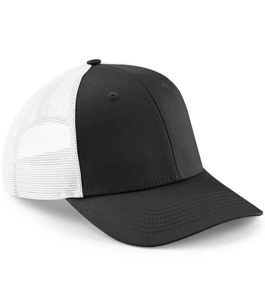 Beechfield Urbanwear Trucker Cap in ONE Black White by Beechfield — Custom branded clothing by Print Press, featuring premium embroidery produced in our specialist print lab in the UK.