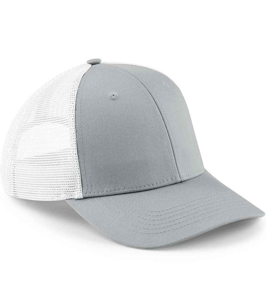 Beechfield Urbanwear Trucker Cap in ONE Light Grey White by Beechfield — Custom branded clothing by Print Press, featuring premium embroidery produced in our specialist print lab in the UK.