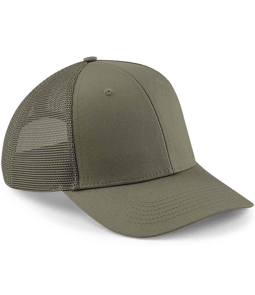 Beechfield Urbanwear Trucker Cap in ONE Olive Green by Beechfield — Custom branded clothing by Print Press, featuring premium embroidery produced in our specialist print lab in the UK.