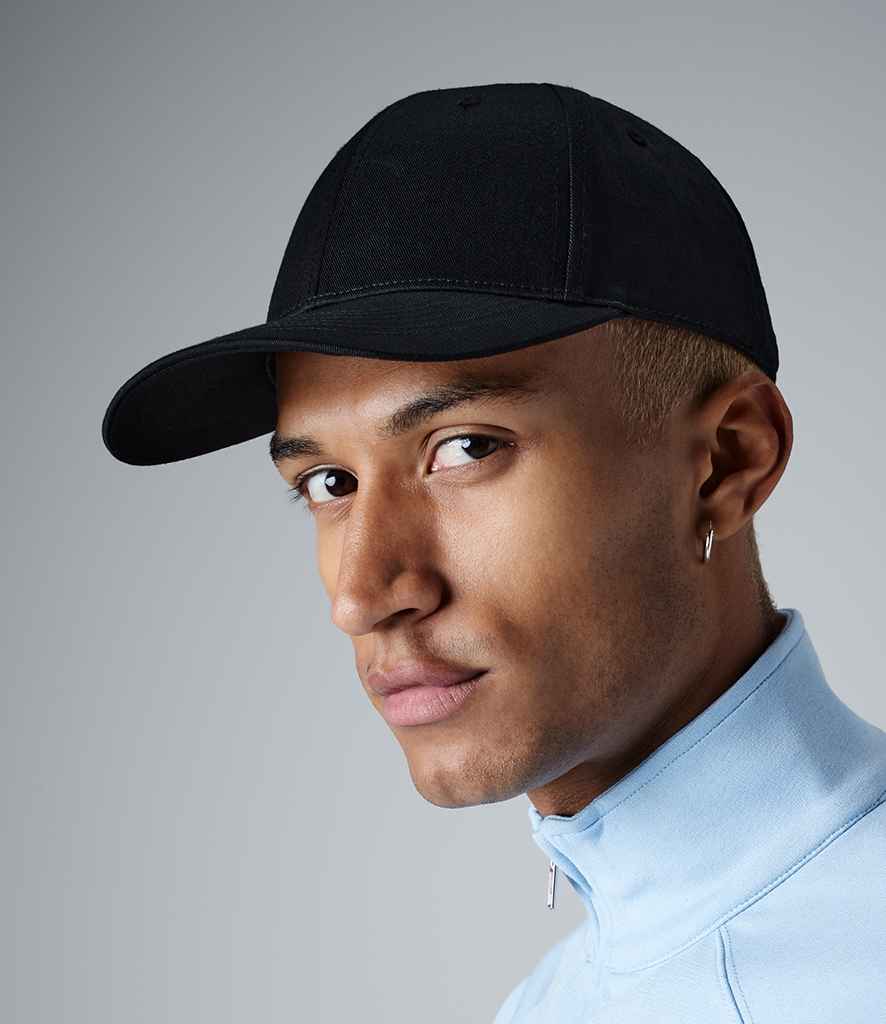 Beechfield Urbanwear 6 Panel Snapback Cap in ONE Black by Beechfield — Custom branded clothing by Print Press, featuring premium embroidery produced in our specialist print lab in the UK.