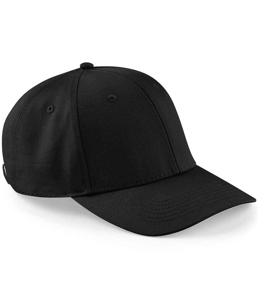 Beechfield Urbanwear 6 Panel Cap in ONE Black by Beechfield — Custom branded clothing by Print Press, featuring premium embroidery produced in our specialist print lab in the UK.