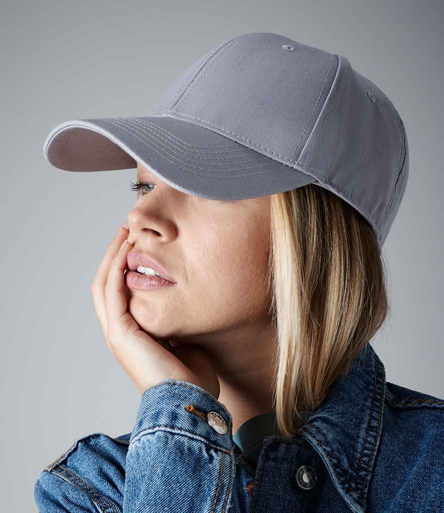 Beechfield Urbanwear 6 Panel Cap in ONE Light Grey by Beechfield — Custom branded clothing by Print Press, featuring premium embroidery produced in our specialist print lab in the UK.
