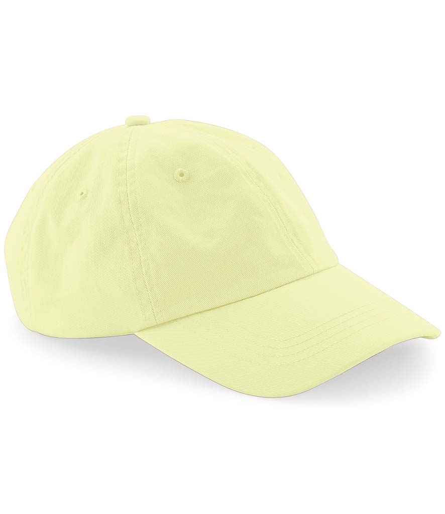Beechfield Low Profile 6 Panel Dad Cap in ONE Pastel Lemon by Beechfield — Custom branded clothing by Print Press, featuring premium embroidery produced in our specialist print lab in the UK.