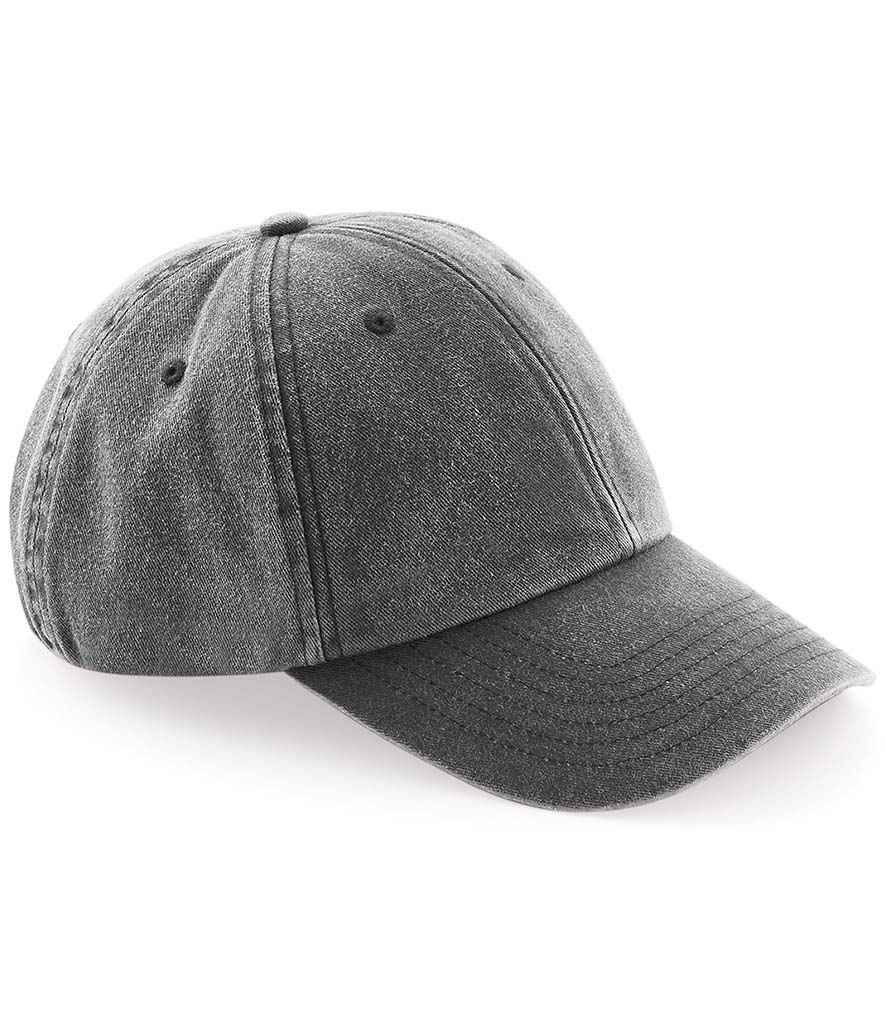 Beechfield Vintage Low Profile Cap in ONE Vintage Black by Beechfield — Custom branded clothing by Print Press, featuring premium embroidery produced in our specialist print lab in the UK.