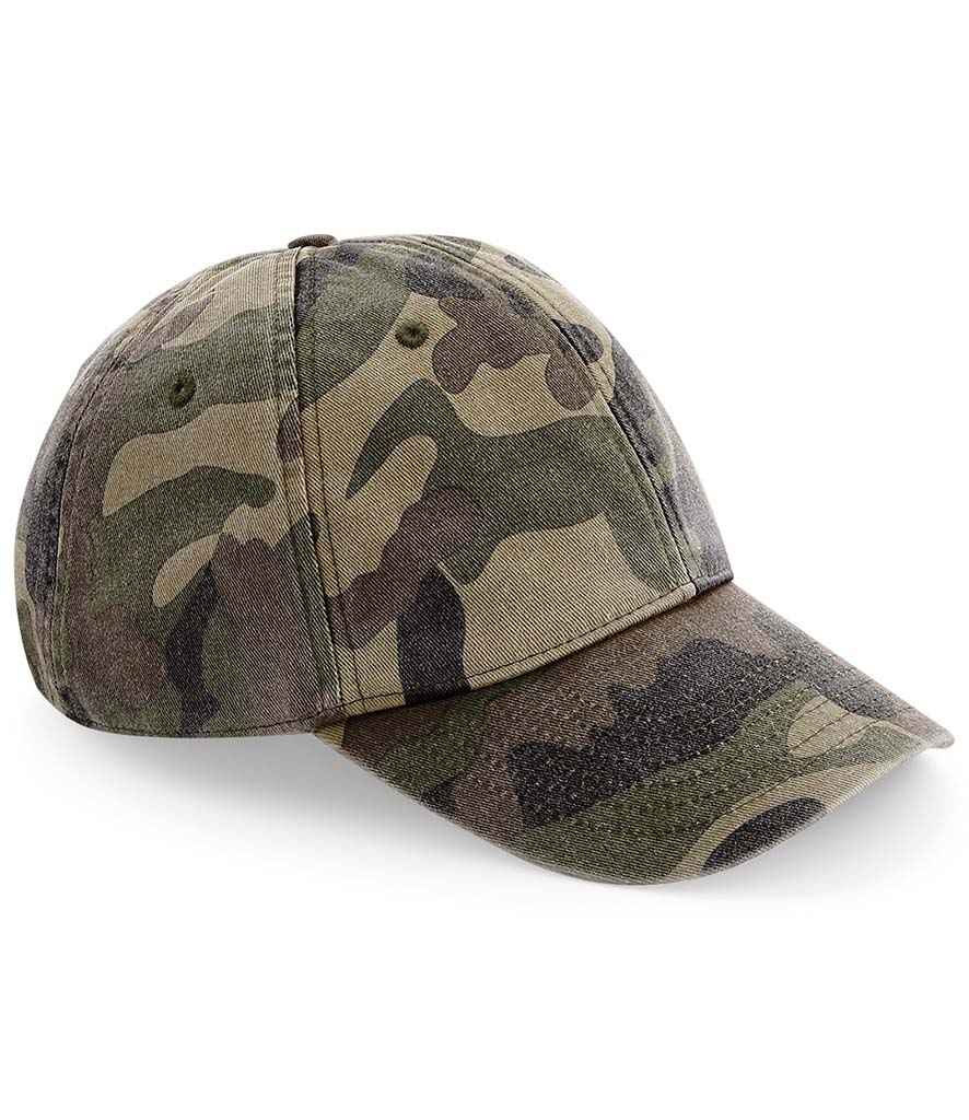 Beechfield Vintage Low Profile Cap in ONE Vintage Jungle Camo by Beechfield — Custom branded clothing by Print Press, featuring premium embroidery produced in our specialist print lab in the UK.