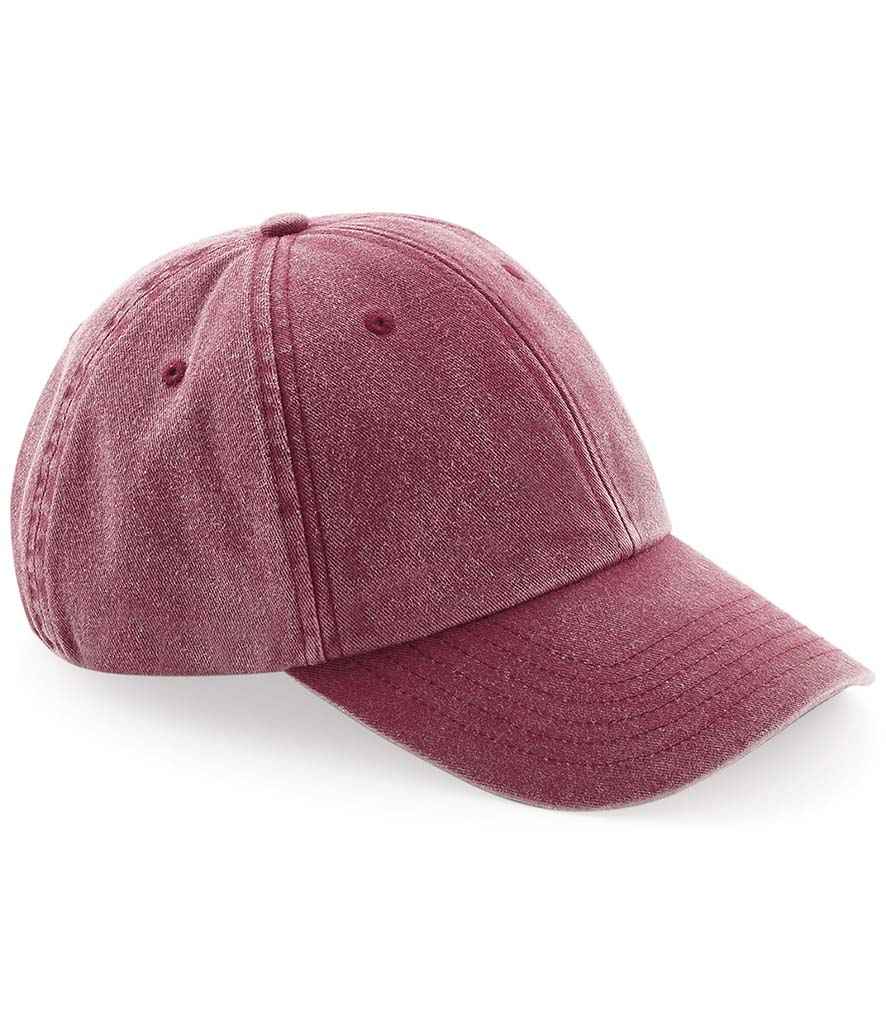 Beechfield Vintage Low Profile Cap in ONE Vintage Red by Beechfield — Custom branded clothing by Print Press, featuring premium embroidery produced in our specialist print lab in the UK.