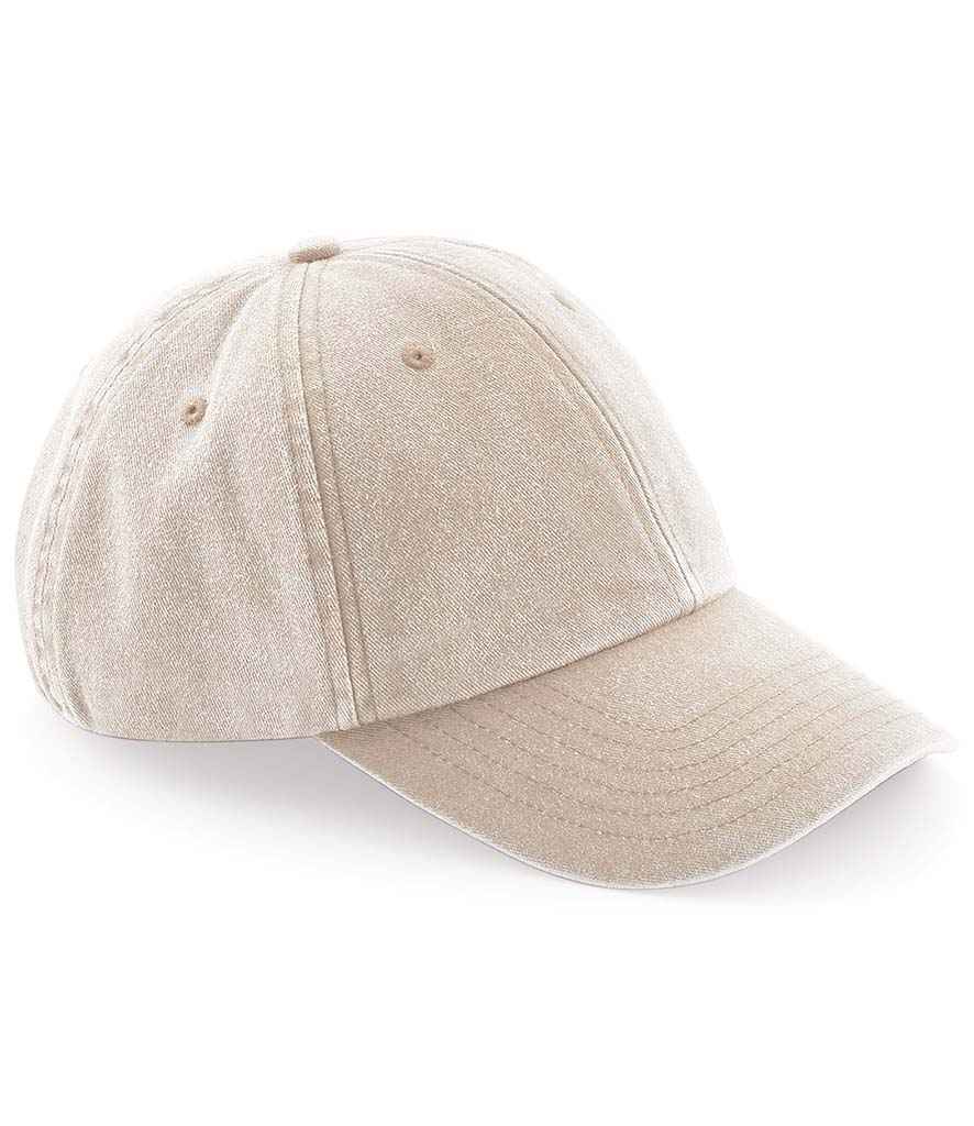 Beechfield Vintage Low Profile Cap in ONE Vintage Stone by Beechfield — Custom branded clothing by Print Press, featuring premium embroidery produced in our specialist print lab in the UK.