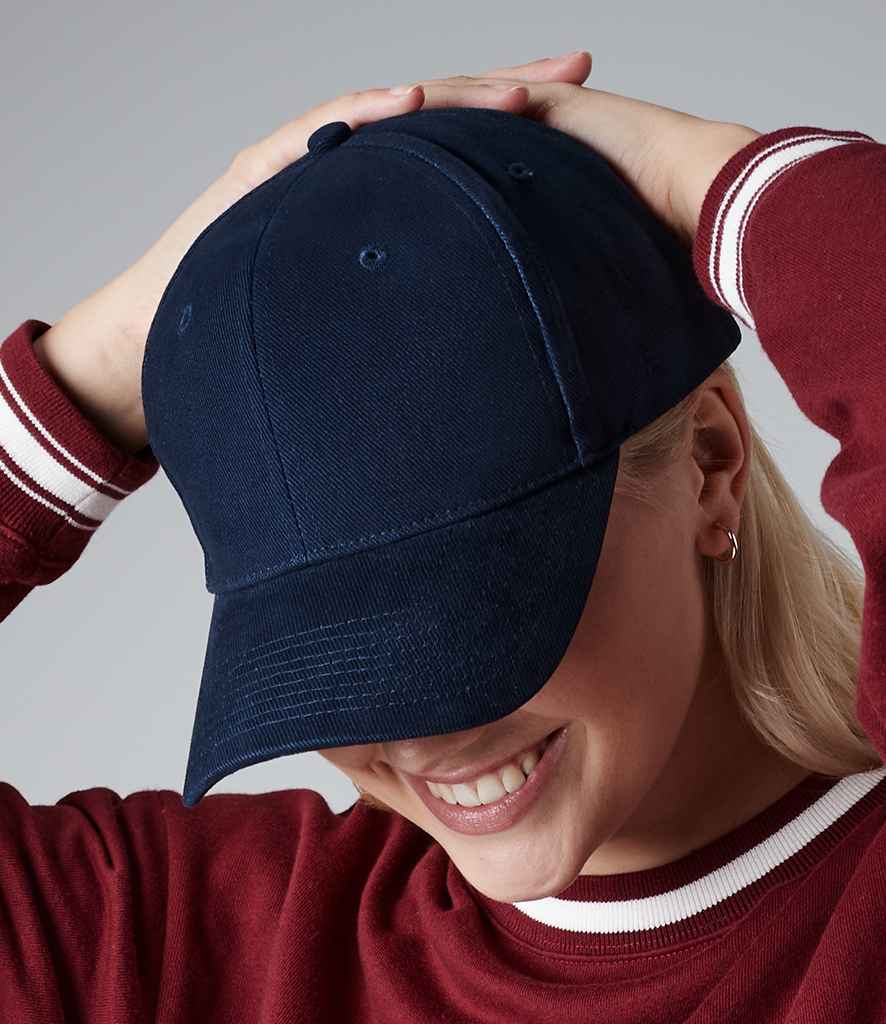Beechfield Pro-Style Heavy Brushed Cotton Cap in ONE French Navy by Beechfield — Custom branded clothing by Print Press, featuring premium embroidery produced in our specialist print lab in the UK.