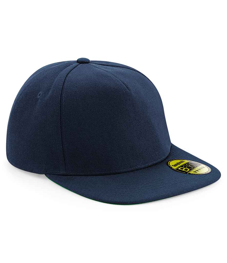 Beechfield Original Flat Peak Snapback Cap in ONE French Navy French Navy by Beechfield — Custom branded clothing by Print Press, featuring premium embroidery produced in our specialist print lab in the UK.