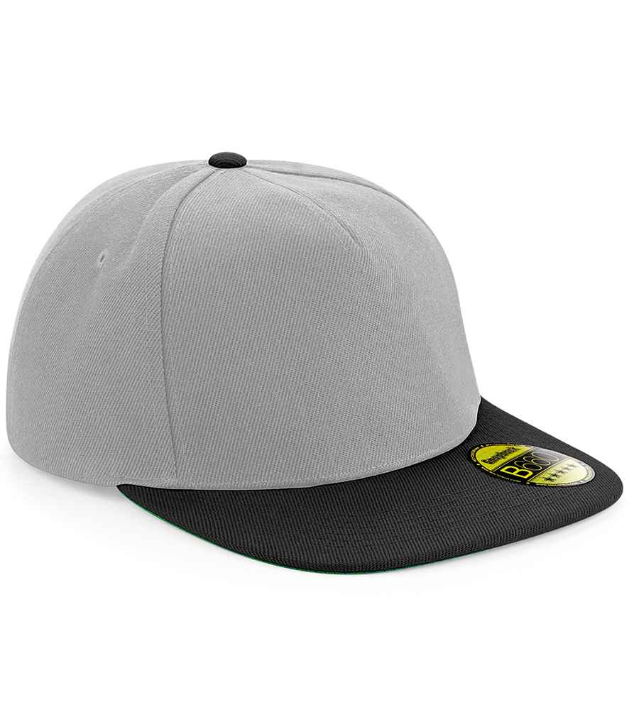 Beechfield Original Flat Peak Snapback Cap in ONE Grey Black by Beechfield — Custom branded clothing by Print Press, featuring premium embroidery produced in our specialist print lab in the UK.