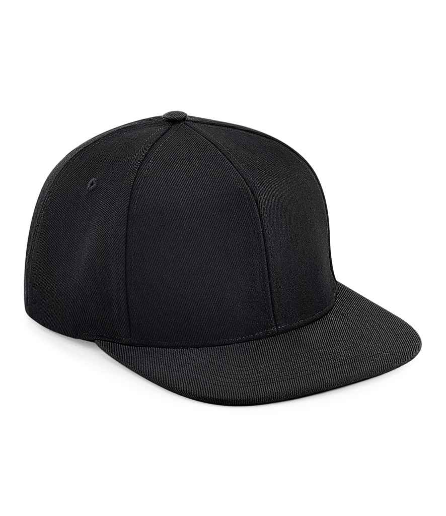 Beechfield Original Flat Peak 6 Panel Snapback Cap in ONE Black Black by Beechfield — Custom branded clothing by Print Press, featuring premium embroidery produced in our specialist print lab in the UK.