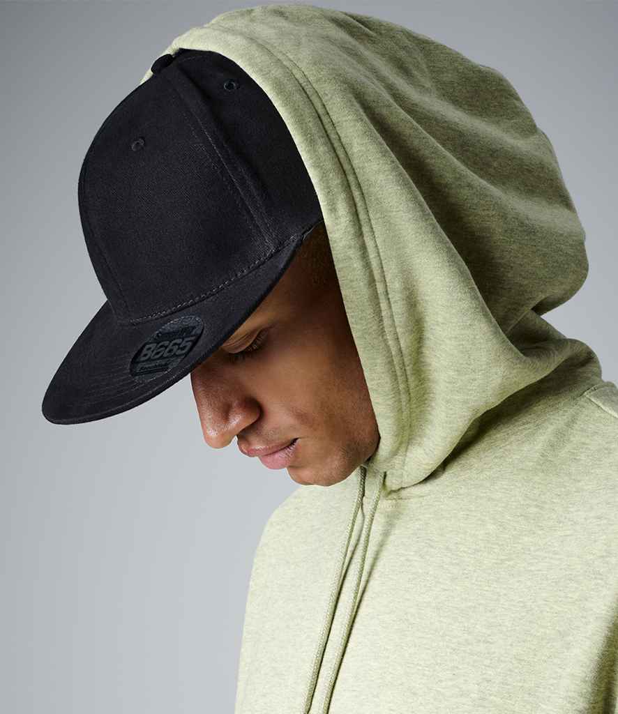 Beechfield Pro-Stretch Flat Peak Cap in ONE Black by Beechfield — Custom branded clothing by Print Press, featuring premium embroidery produced in our specialist print lab in the UK.