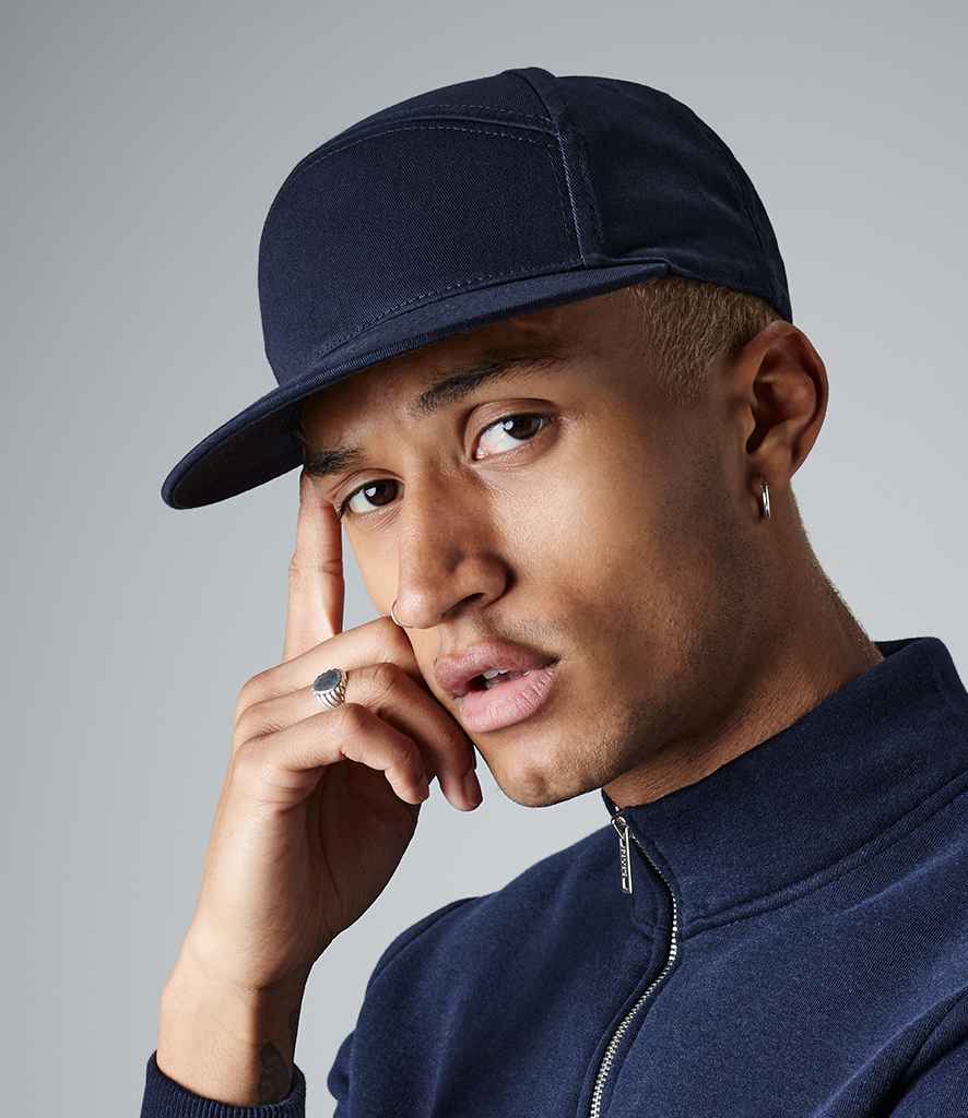 Beechfield Pitcher Snapback Cap in ONE Black by Beechfield — Custom branded clothing by Print Press, featuring premium embroidery produced in our specialist print lab in the UK.