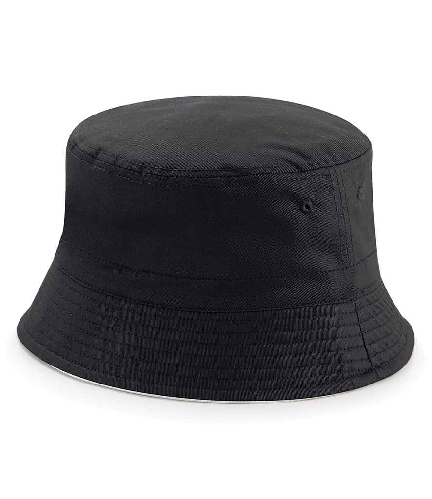 Beechfield Reversible Bucket Hat in S M Black Light Grey by Beechfield — Custom branded clothing by Print Press, featuring premium embroidery produced in our specialist print lab in the UK.