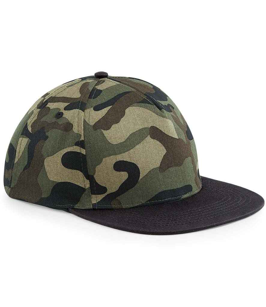 Beechfield Camo Snapback Cap in ONE Jungle Camo Black by Beechfield — Custom branded clothing by Print Press, featuring premium embroidery produced in our specialist print lab in the UK.