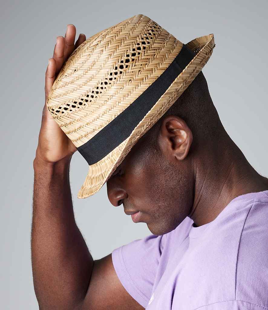 Beechfield Straw Summer Trilby in S M Natural by Beechfield — Custom branded clothing by Print Press, featuring premium embroidery produced in our specialist print lab in the UK.