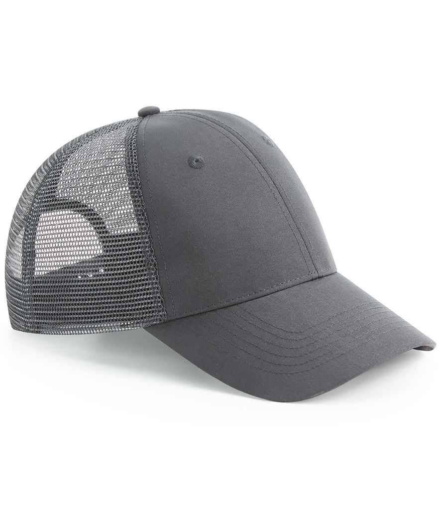 Beechfield Recycled 6 Panel Snapback Trucker Cap in ONE Graphite Grey by Beechfield — Custom branded clothing by Print Press, featuring premium embroidery produced in our specialist print lab in the UK.