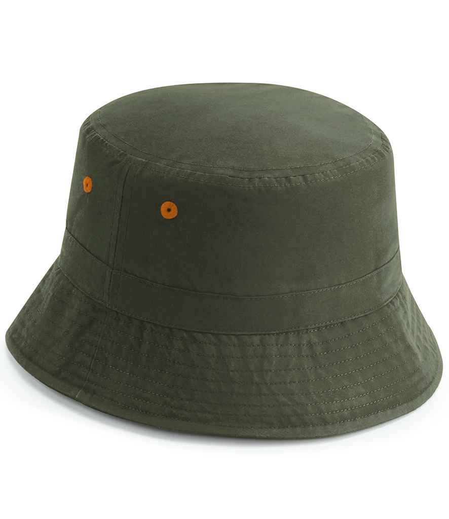 Beechfield Recycled Polyester Bucket Hat in S M Olive Green by Beechfield — Custom branded clothing by Print Press, featuring premium embroidery produced in our specialist print lab in the UK.