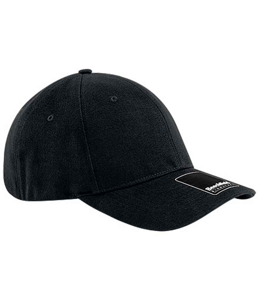 Beechfield Signature Stretch-Fit Baseball Cap in S M Black by Beechfield — Custom branded clothing by Print Press, featuring premium embroidery produced in our specialist print lab in the UK.