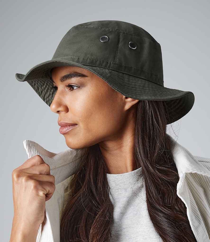 Beechfield Cargo Bucket Hat in ONE Olive Green by Beechfield — Custom branded clothing by Print Press, featuring premium embroidery produced in our specialist print lab in the UK.