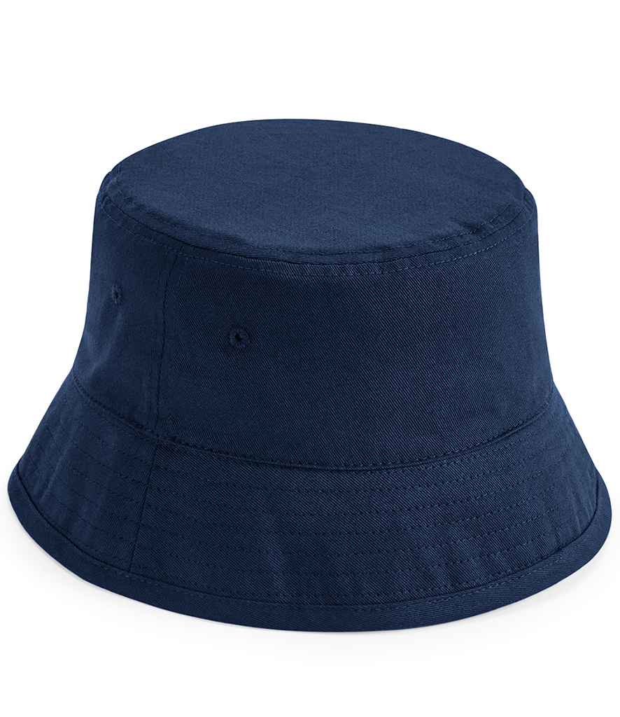 Beechfield Kids Organic Cotton Bucket Hat in S M Navy by Beechfield — Custom branded clothing by Print Press, featuring premium embroidery produced in our specialist print lab in the UK.
