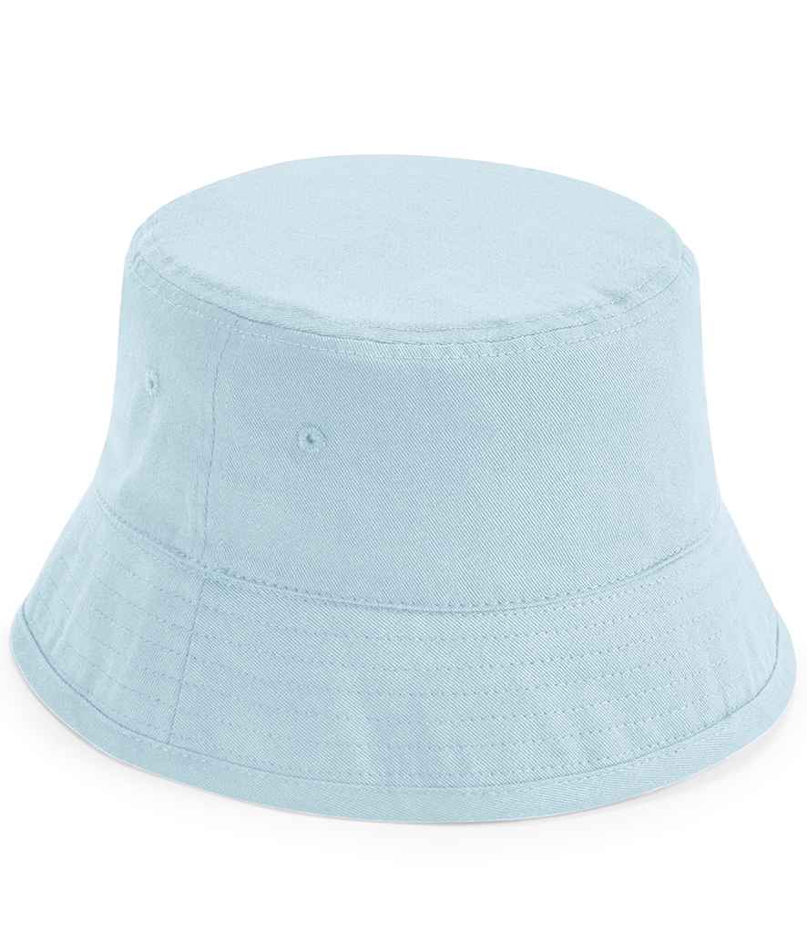 Beechfield Kids Organic Cotton Bucket Hat in S M Powder Blue by Beechfield — Custom branded clothing by Print Press, featuring premium embroidery produced in our specialist print lab in the UK.