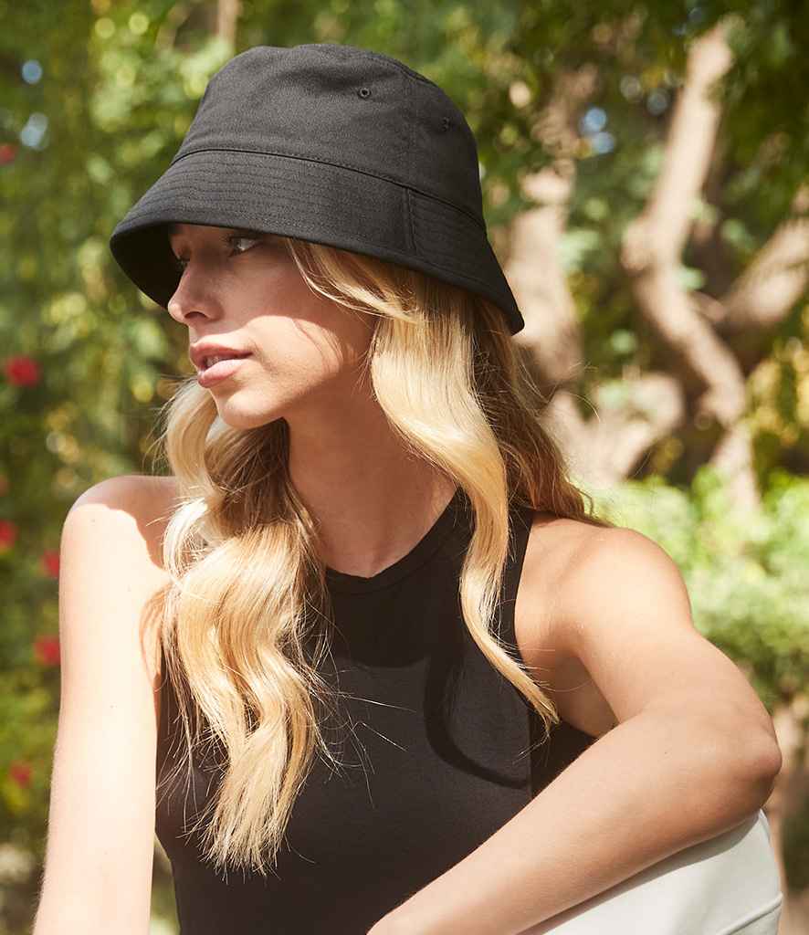 Beechfield Organic Cotton Bucket Hat in S M Black by Beechfield — Custom branded clothing by Print Press, featuring premium embroidery produced in our specialist print lab in the UK.