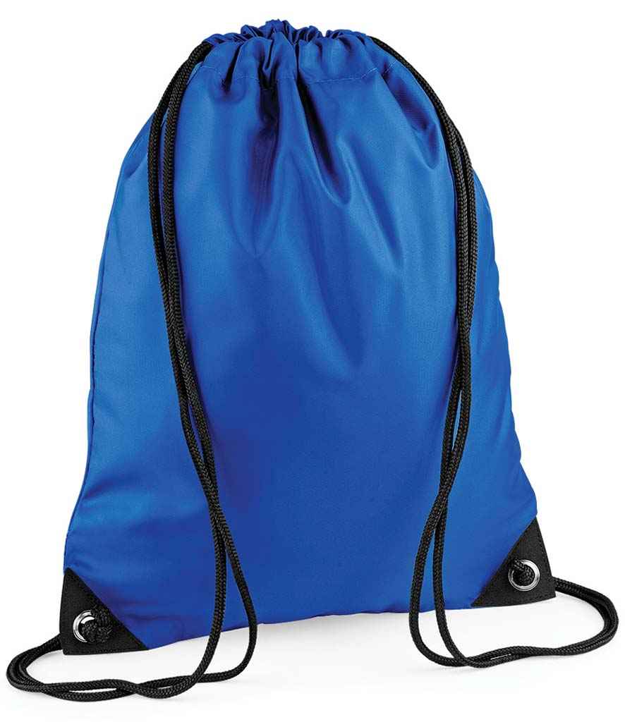 BagBase Premium Gymsac in ONE Bright Royal by Bagbase — Custom branded clothing by Print Press, featuring premium embroidery produced in our specialist print lab in the UK.