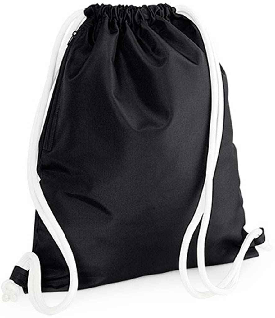 BagBase Icon Gymsac in ONE Black White by Bagbase — Custom branded clothing by Print Press, featuring premium embroidery produced in our specialist print lab in the UK.
