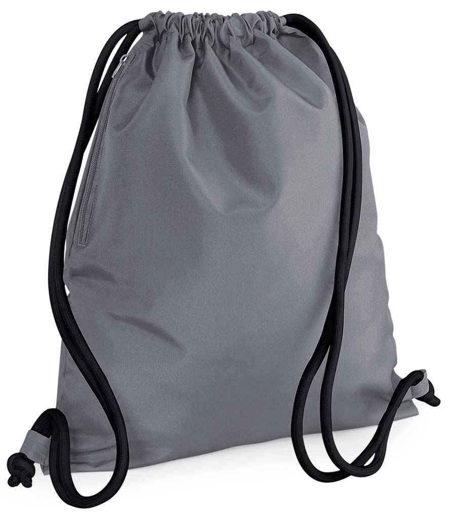 BagBase Icon Gymsac in ONE Graphite Grey Black by Bagbase — Custom branded clothing by Print Press, featuring premium embroidery produced in our specialist print lab in the UK.
