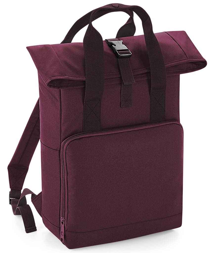 BagBase Twin Handle Roll-Top Backpack in ONE Burgundy by Bagbase — Custom branded clothing by Print Press, featuring premium embroidery produced in our specialist print lab in the UK.