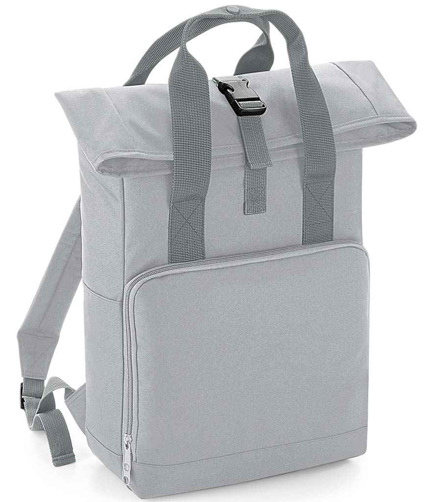 BagBase Twin Handle Roll-Top Backpack in ONE Light Grey by Bagbase — Custom branded clothing by Print Press, featuring premium embroidery produced in our specialist print lab in the UK.