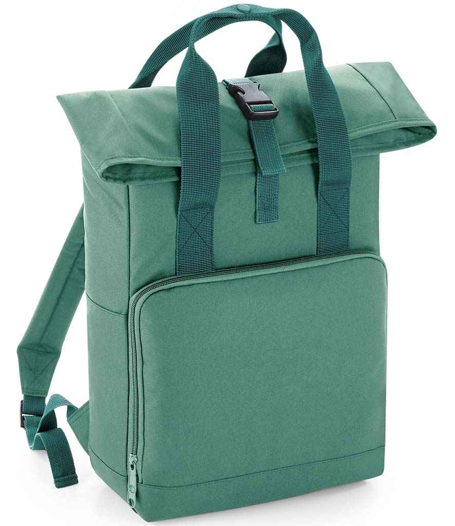 BagBase Twin Handle Roll-Top Backpack in ONE Sage Green by Bagbase — Custom branded clothing by Print Press, featuring premium embroidery produced in our specialist print lab in the UK.