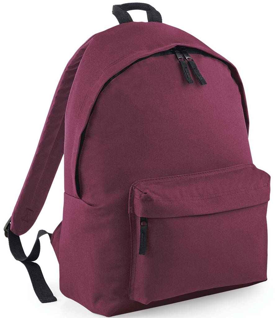 BagBase Kids Fashion Backpack in ONE Burgundy by Bagbase — Custom branded clothing by Print Press, featuring premium embroidery produced in our specialist print lab in the UK.