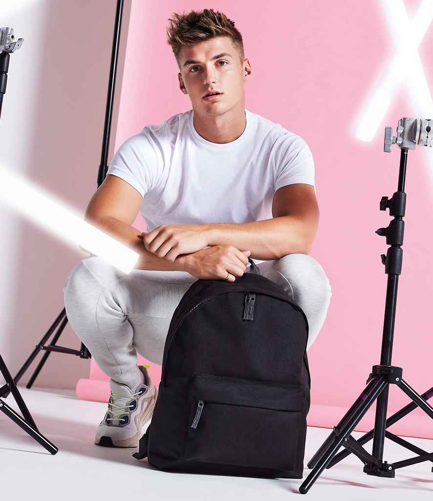 BagBase Maxi Fashion Backpack in ONE Black by Bagbase — Custom branded clothing by Print Press, featuring premium embroidery produced in our specialist print lab in the UK.