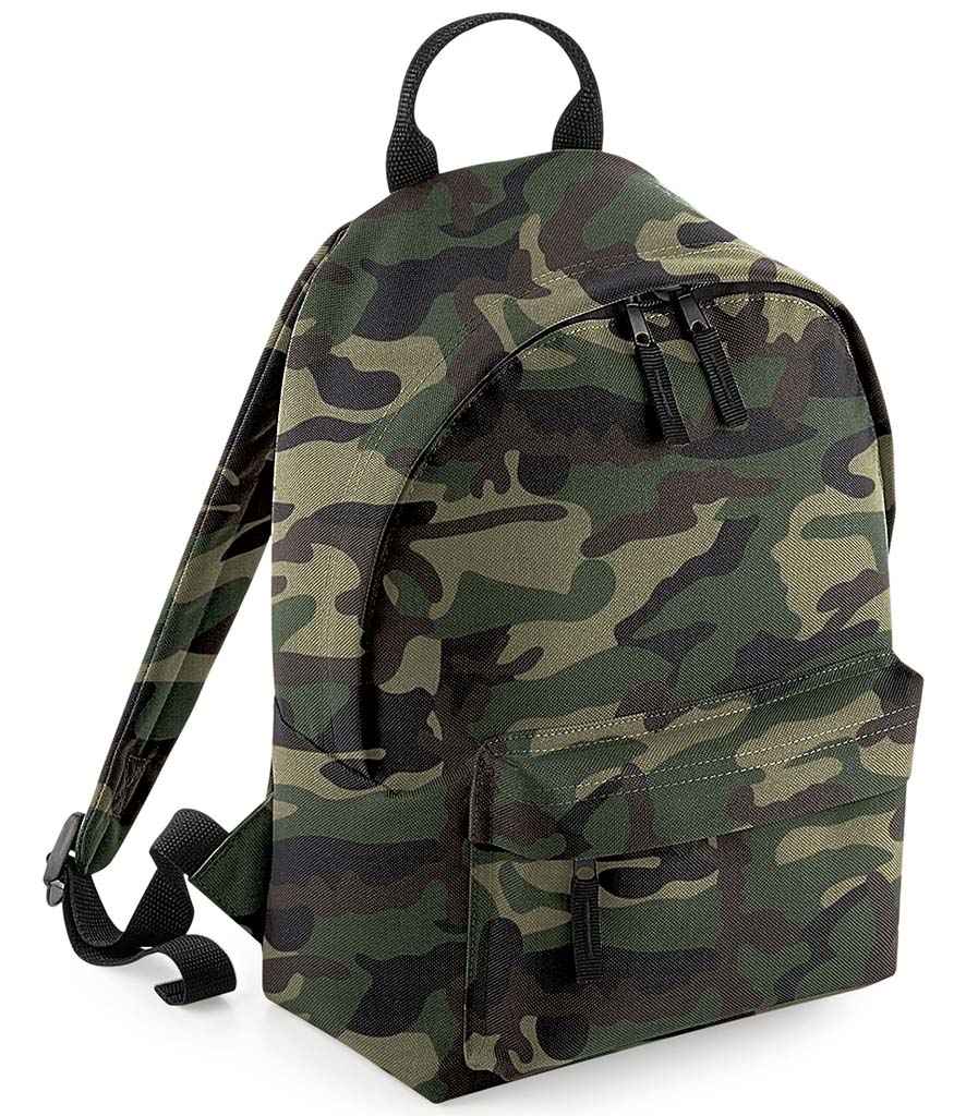 BagBase Mini Fashion Backpack in ONE Jungle Camo by Bagbase — Custom branded clothing by Print Press, featuring premium embroidery produced in our specialist print lab in the UK.
