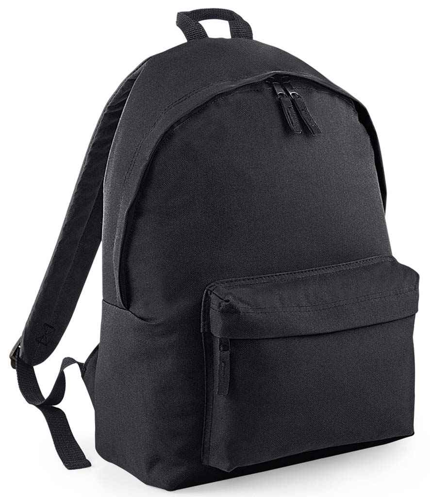 BagBase Original Fashion Backpack in ONE Black Black by Bagbase — Custom branded clothing by Print Press, featuring premium embroidery produced in our specialist print lab in the UK.
