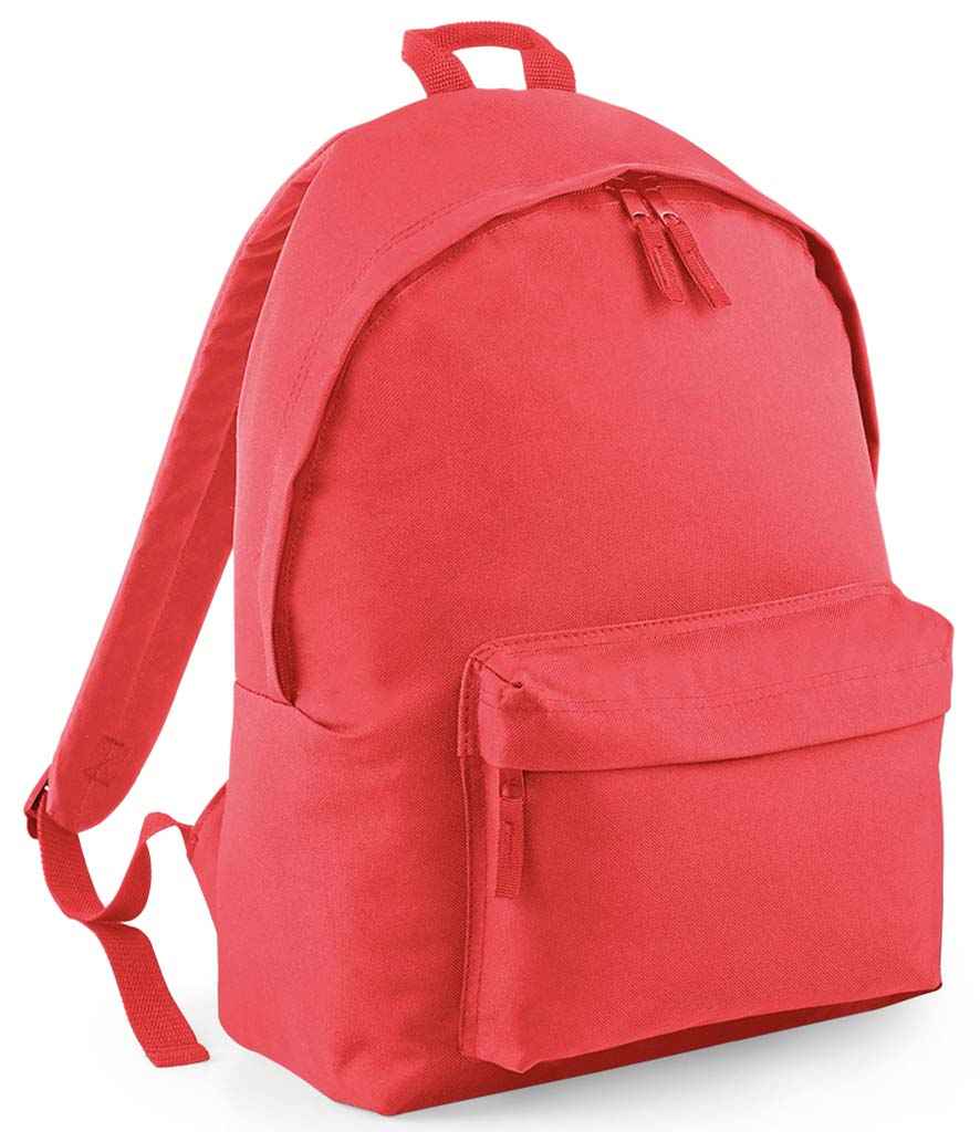 BagBase Original Fashion Backpack in ONE Coral Coral by Bagbase — Custom branded clothing by Print Press, featuring premium embroidery produced in our specialist print lab in the UK.