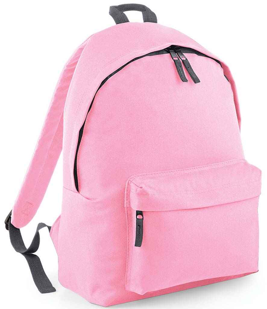 BagBase Original Fashion Backpack in ONE Classic Pink Graphite Grey by Bagbase — Custom branded clothing by Print Press, featuring premium embroidery produced in our specialist print lab in the UK.
